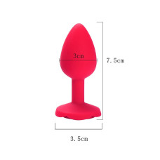 Plug Anal em Silicone Vermelho com Formato de Rosa Pequeno