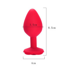 Plug Anal em Silicone Vermelho com Formato de Rosa Médio