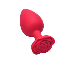 Plug Anal em Silicone Vermelho com Formato de Rosa Grande