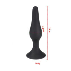 Plug Anal Cônico em Silicone com Ventosa 16,0 x 3,9cm