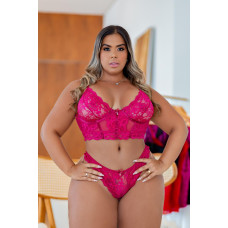 Conjunto Cropped Sensual em Renda sem Bojo Garota Veneno Linha Plus Size